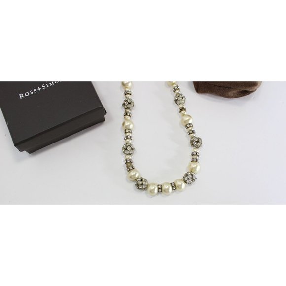 Ross & Simons Necklace Strand Faux Pearls Crystal Beaded Sterling Clasp 77389 - Picture 2 of 4